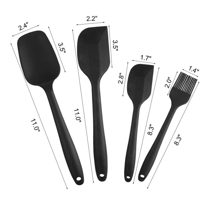 DUNCHATY Silicone Spatula Set, 6 Piece Rubber Spatula Heat Resistant and Stainless Steel Core Spatulas for Cooking Utensils Large and Small Baking Kitchen Spatulas Black - Image 4